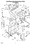 CONTROLS AND REAR PANEL PARTS Diagram and Parts List for LSB6300LW2  Whirlpool Washer