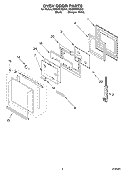 OVEN DOOR Diagram and Parts List for RS696PXGB10  Whirlpool Range