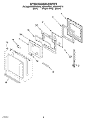 OVEN DOOR Diagram and Parts List for RBS305PDB13  Whirlpool Wall Oven
