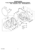 DOOR PARTS, OPTIONAL PARTS (NOT INCLUDED) Diagram and Parts List for WED9600TA0  Whirlpool Dryer