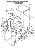 DRYER CABINET AND MOTOR PARTS Diagram and Parts List for LTG5243DT5  Whirlpool Washer Dryer Combo