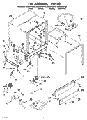TUB ASSEMBLY PARTS Diagram and Parts List for DU850SWPQ2  Whirlpool Dishwasher