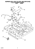 BURNER BOX, GAS VALVES, AND SWITCHES, OPTIONAL PARTS Diagram and Parts List for KGCV566RMT00  KitchenAid Cooktop