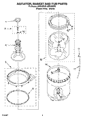 AGITATOR, BASKET AND TUB PARTS Diagram and Parts List for LBR5432PT2  Whirlpool Washer