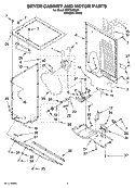 DRYER CABINET AND MOTOR PARTS Diagram and Parts List for WET3300SQ1  Whirlpool Washer Dryer Combo