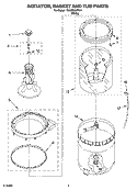 AGITATOR, BASKET AND TUB PARTS Diagram and Parts List for TAWB300RW1  Estate Washer