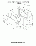 DRYER FRONT PANEL AND DOOR PARTS Diagram and Parts List for WGT3300XQ0  Whirlpool Washer Dryer Combo