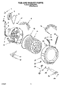 TUB AND BASKET PARTS Diagram and Parts List for GHW9300PW0  Whirlpool Washer