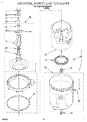 AGITATOR, BASKET AND TUB Diagram and Parts List for 6LSP8255BW1  Whirlpool Washer