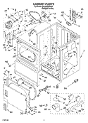 CABINET PARTS Diagram and Parts List for 3XLGR5437KQ1  Whirlpool Dryer
