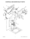 CONTROLS AND WATER INLET PARTS Diagram and Parts List for 7MWTW1501AW1  Whirlpool Washer