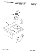 COOKTOP, LITERATURE Diagram and Parts List for KERI500HAL1  KitchenAid Range
