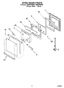 OVEN DOOR PARTS Diagram and Parts List for YGBD307PDQ6  Whirlpool Wall Oven