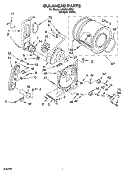 BULKHEAD PARTS Diagram and Parts List for LGR5644PQ0  Whirlpool Dryer