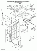CONTROLS AND REAR PANEL PARTS Diagram and Parts List for 7MWT96725WW0  Whirlpool Washer