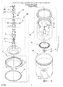 AGITATOR, BASKET AND TUB Diagram and Parts List for 95LEGB5  Whirlpool Washer