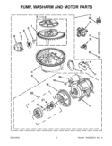 PUMP, WASHARM AND MOTOR PARTS Diagram and Parts List for KUDS30IBBT1  KitchenAid Dishwasher