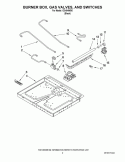 BURNER BOX, GAS VALVES, AND SWITCHES Diagram and Parts List for ICS404WB0  Whirlpool Cooktop