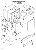 TUB ASSEMBLY PARTS Diagram and Parts List for IUD6000RS1  Whirlpool Dishwasher