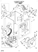 CABINET Diagram and Parts List for LGR3624BW0  Whirlpool Dryer