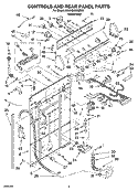 CONTROLS AND REAR PANEL PARTS Diagram and Parts List for 6ALSQ8000MW3  Whirlpool Washer