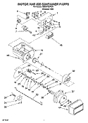 MOTOR AND ICE CONTAINER PARTS Diagram and Parts List for 7ED2GTQXPL01  Whirlpool Refrigerator