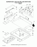 BURNER BOX, GAS VALVES, AND SWITCHES Diagram and Parts List for KGCU462VSS01  KitchenAid Cooktop