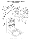 CONTROLS AND WATER INLET PARTS Diagram and Parts List for 4GWTW4950YW0  Whirlpool Washer