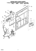DOOR AND LATCH PARTS Diagram and Parts List for GU2500XTPB3  Whirlpool Dishwasher