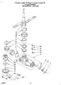 PUMP AND SPRAY ARM Diagram and Parts List for WU3000Y0  Roper Dishwasher
