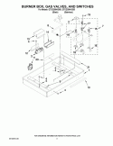 BURNER BOX, GAS VALVES, AND SWITCHES Diagram and Parts List for G7CG3064XS00  Whirlpool Cooktop