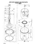 AGITATOR, BASKET AND TUB Diagram and Parts List for 6LSP8255BW2  Whirlpool Washer