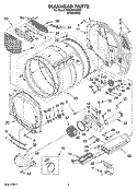 BULKHEAD PARTS Diagram and Parts List for WED8410SW2  Whirlpool Dryer