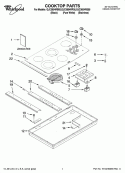 COOKTOP PARTS, OPTIONAL PARTS Diagram and Parts List for GJC3654RB05  Whirlpool Cooktop
