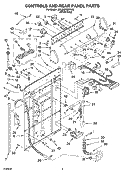 CONTROLS AND REAR PANEL PARTS Diagram and Parts List for 3RLSQ8033RW2  Whirlpool Washer