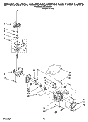 BRAKE, CLUTCH, GEARCASE, MOTOR AND PUMP PARTS Diagram and Parts List for WGT3300SQ1  Whirlpool Washer Dryer Combo