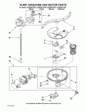 PUMP, WASHARM AND MOTOR PARTS Diagram and Parts List for KUDE40FXWH0  KitchenAid Dishwasher