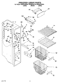 FREEZER LINER Diagram and Parts List for GD2SHAXKT01  Whirlpool Refrigerator