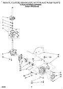 BRAKE, CLUTCH, GEARCASE, MOTOR & PUMP Diagram and Parts List for 4LSC8255BQ0  Whirlpool Washer