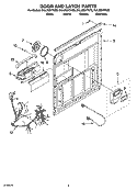 DOOR AND LATCH PARTS Diagram and Parts List for DUL300XTKQ0  Whirlpool Dishwasher