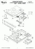 COOKTOP PARTS, OPTIONAL PARTS (NOT INCLUDED) Diagram and Parts List for GJC3055RB05  Whirlpool Cooktop