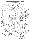 CONTROLS AND REAR PANEL PARTS Diagram and Parts List for 7MLSE7534PT0  Whirlpool Washer