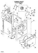 CABINET PARTS Diagram and Parts List for REX3614PW0  Roper Dryer