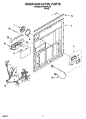 DOOR AND LATCH PARTS Diagram and Parts List for GU640XTLQ0  Whirlpool Dishwasher