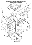 CONTROLS AND REAR PANEL PARTS Diagram and Parts List for 7MNTM5100TT0  Whirlpool Washer