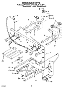 MANIFOLD PARTS Diagram and Parts List for SF196LEMT0  Whirlpool Range