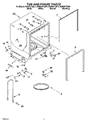 TUB AND FRAME PARTS Diagram and Parts List for KUDM01TJBT1  KitchenAid Dishwasher