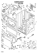 CABINET PARTS Diagram and Parts List for 3XLGR5437KQ2  Whirlpool Dryer