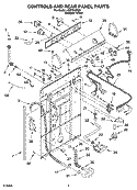 CONTROLS AND REAR PANEL PARTS Diagram and Parts List for LSR7010PQ2  Whirlpool Washer