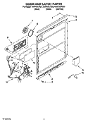 DOOR AND LATCH PARTS Diagram and Parts List for KUDT03STSS3  KitchenAid Dishwasher